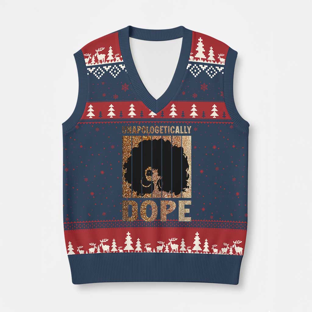 Melanin Queen Glitter Print V-Neck Knit Sweater Vest Unapologetically Dope - Wonder Print Shop