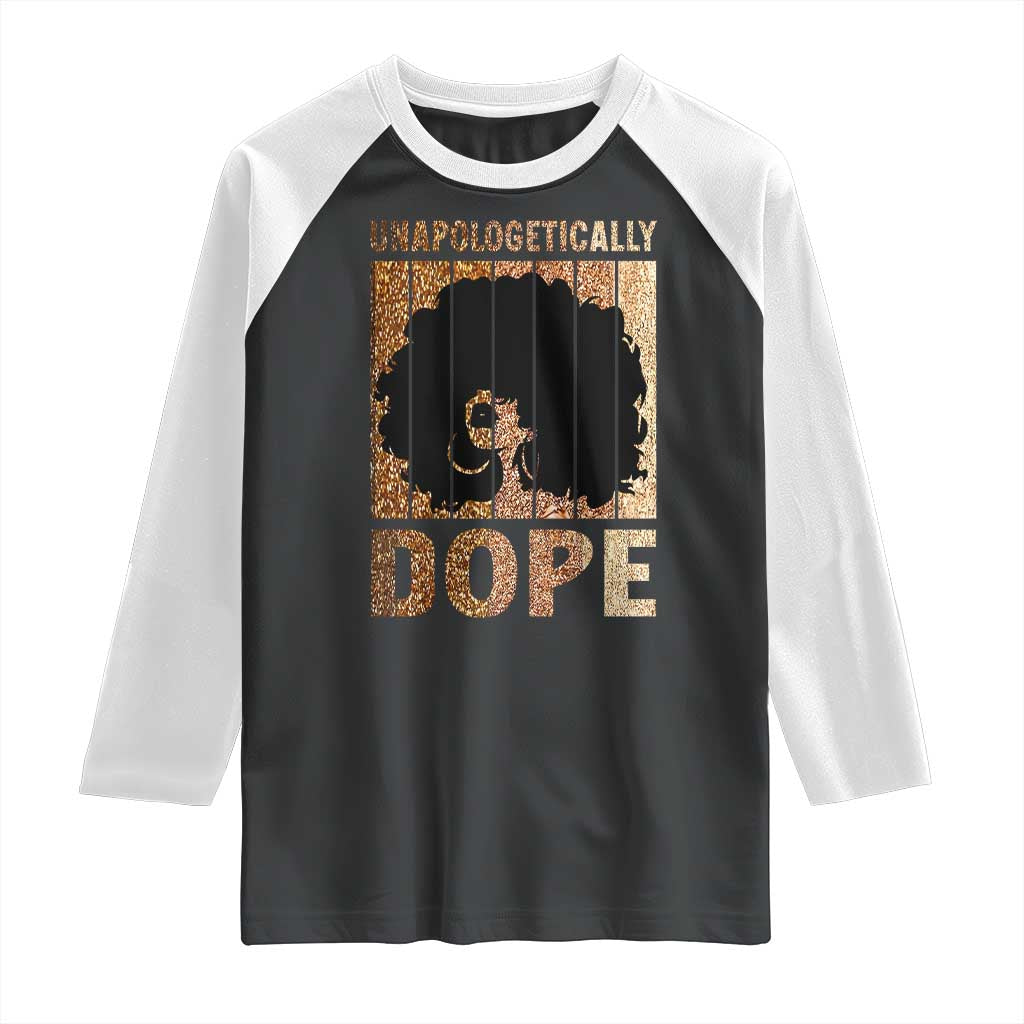 Melanin Queen Glitter Print Raglan Shirt Unapologetically Dope - Wonder Print Shop