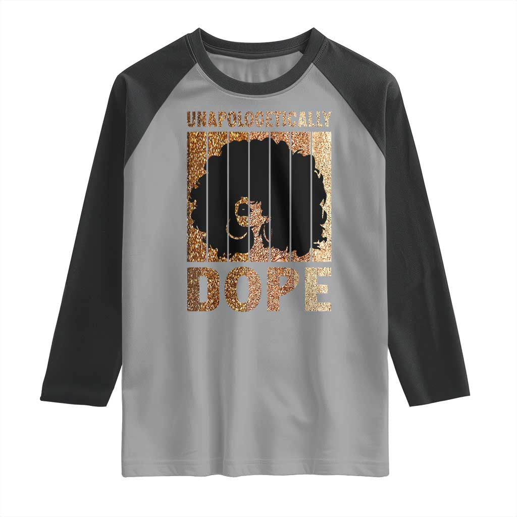 Melanin Queen Glitter Print Raglan Shirt Unapologetically Dope - Wonder Print Shop