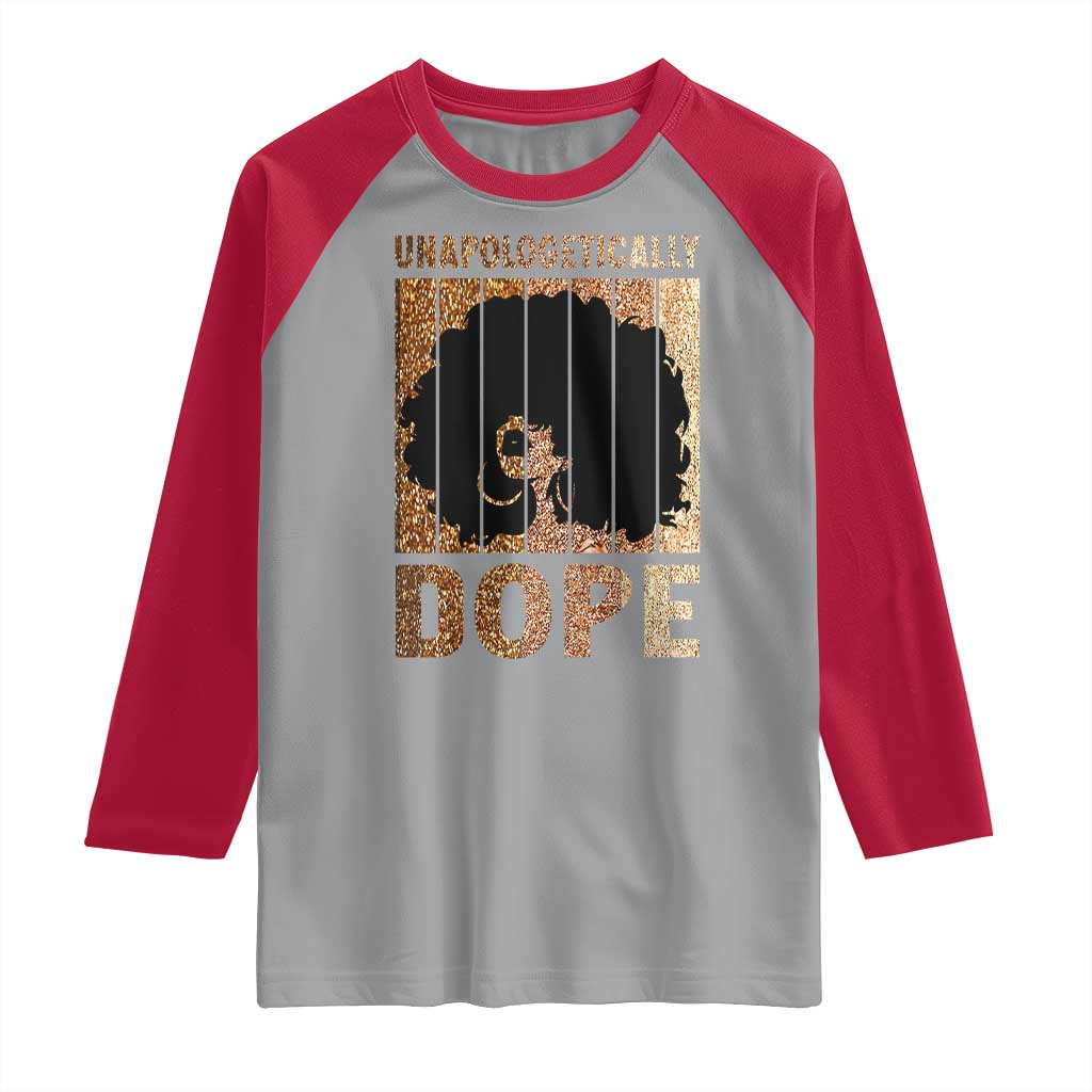Melanin Queen Glitter Print Raglan Shirt Unapologetically Dope - Wonder Print Shop