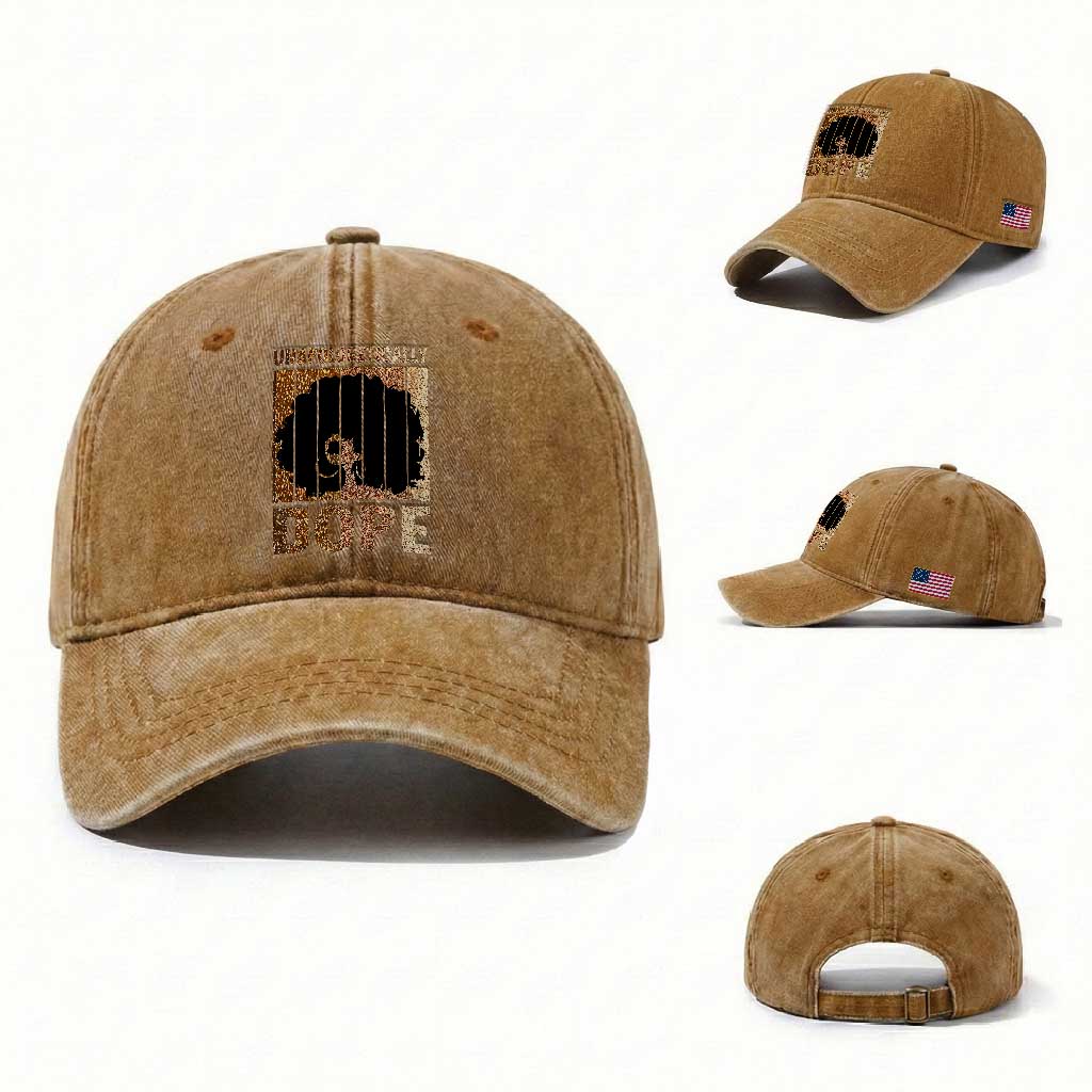 Melanin Queen Glitter Print Washed Cotton Baseball Cap Unapologetically Dope