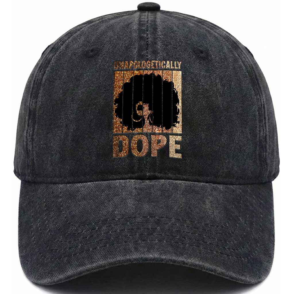 Melanin Queen Glitter Print Washed Cotton Baseball Cap Unapologetically Dope