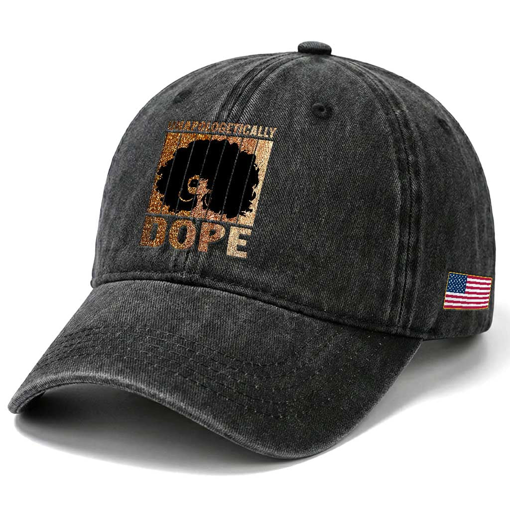 Melanin Queen Glitter Print Washed Cotton Baseball Cap Unapologetically Dope