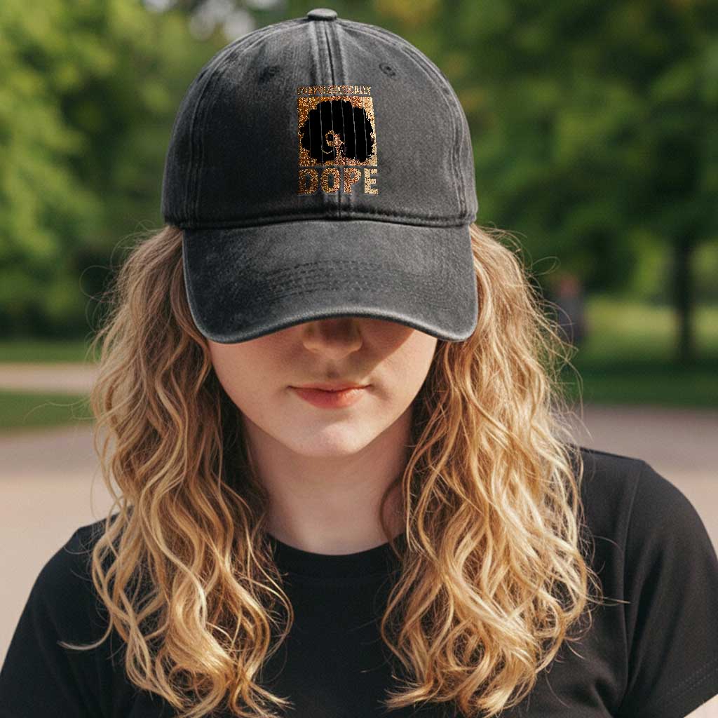 Melanin Queen Glitter Print Washed Cotton Baseball Cap Unapologetically Dope