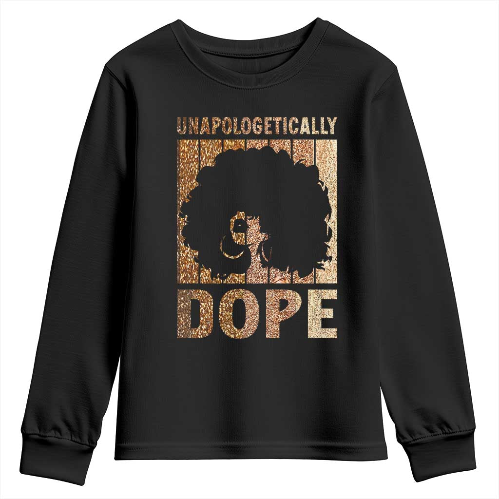 Melanin Queen Glitter Print Youth Sweatshirt Unapologetically Dope - Wonder Print Shop