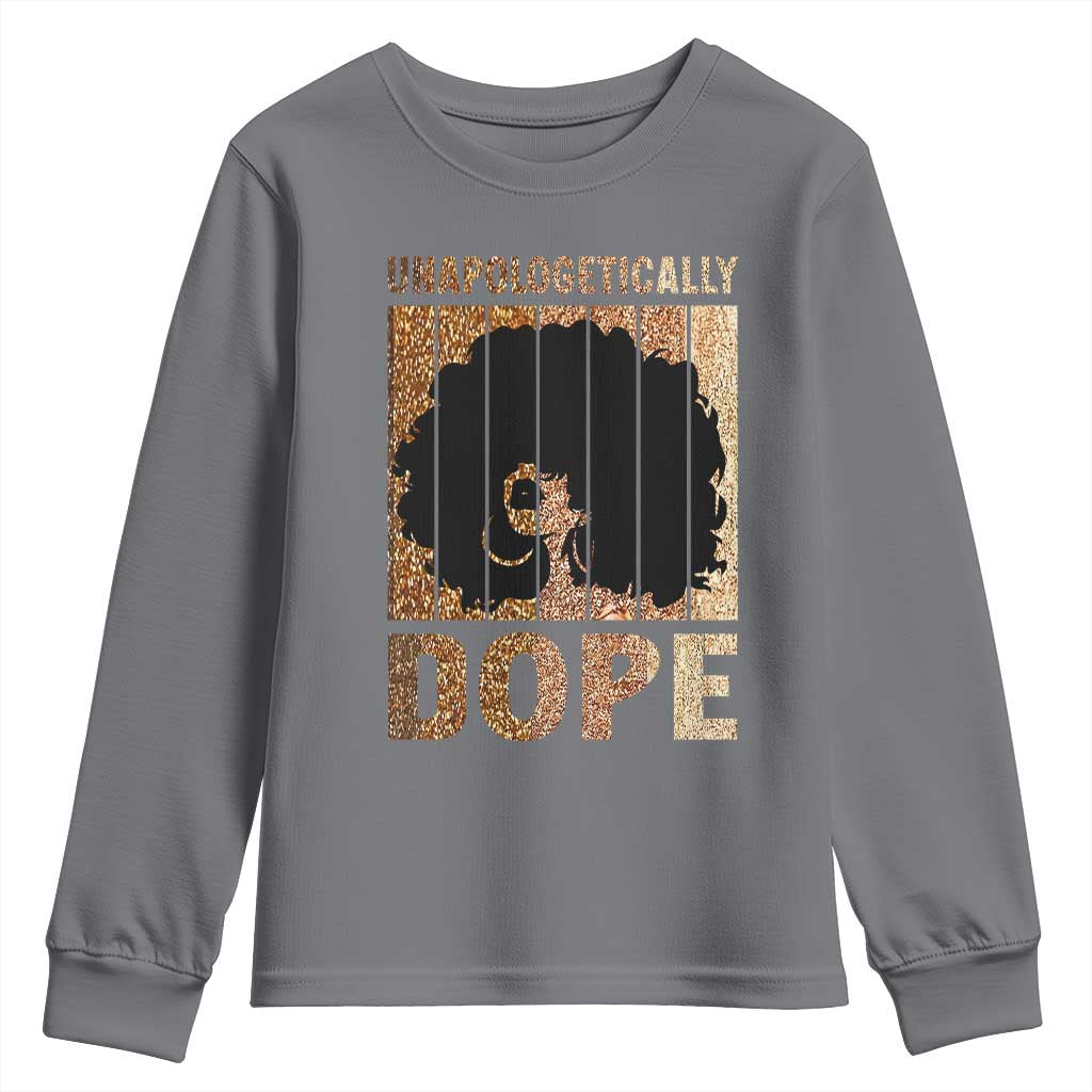 Melanin Queen Glitter Print Youth Sweatshirt Unapologetically Dope - Wonder Print Shop
