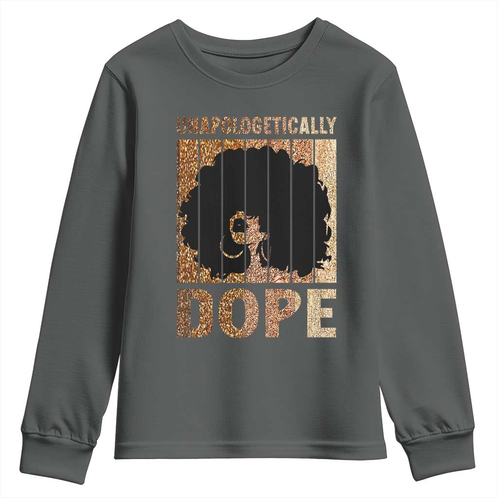 Melanin Queen Glitter Print Youth Sweatshirt Unapologetically Dope - Wonder Print Shop