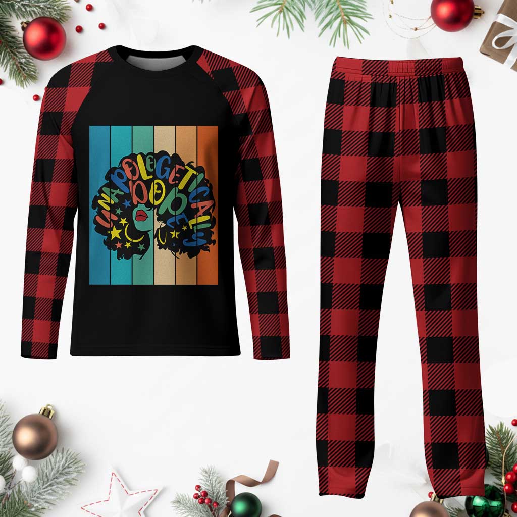 Black Girl Magic Pride Plaid Pajama Set Unapologetically Dope Retro Sunset - Wonder Print Shop