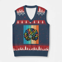 Black Girl Magic Pride V-Neck Knit Sweater Vest Unapologetically Dope Retro Sunset - Wonder Print Shop