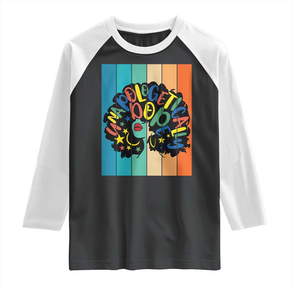 Black Girl Magic Pride Raglan Shirt Unapologetically Dope Retro Sunset - Wonder Print Shop
