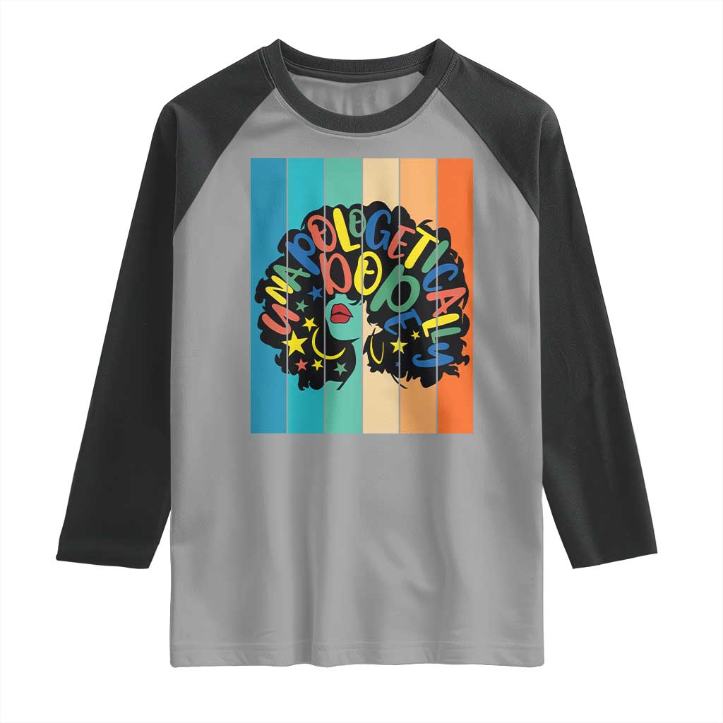 Black Girl Magic Pride Raglan Shirt Unapologetically Dope Retro Sunset - Wonder Print Shop