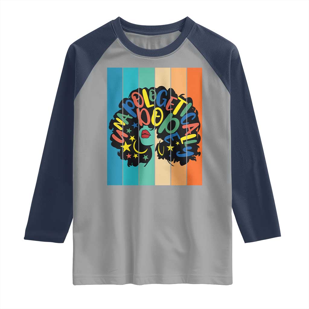 Black Girl Magic Pride Raglan Shirt Unapologetically Dope Retro Sunset - Wonder Print Shop