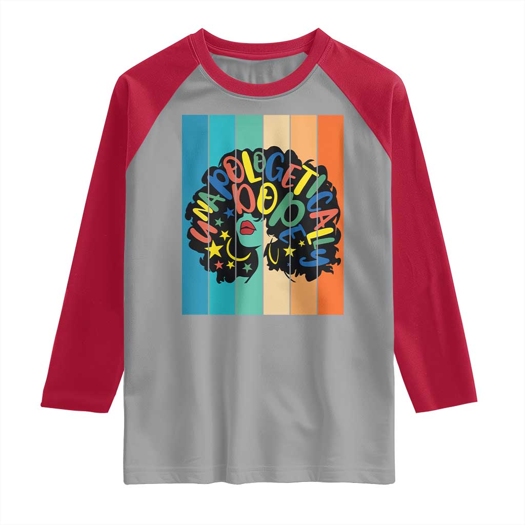 Black Girl Magic Pride Raglan Shirt Unapologetically Dope Retro Sunset - Wonder Print Shop