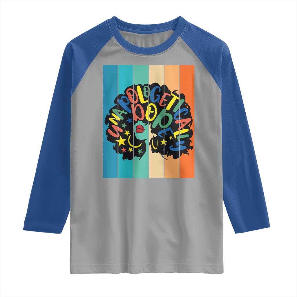 Black Girl Magic Pride Raglan Shirt Unapologetically Dope Retro Sunset - Wonder Print Shop