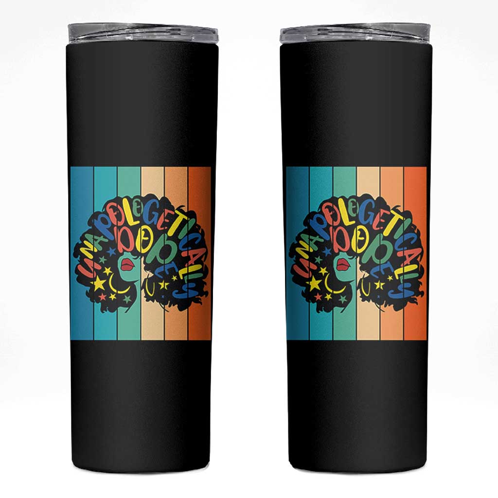 Black Girl Magic Pride Skinny Tumbler Unapologetically Dope Retro Sunset - Wonder Print Shop