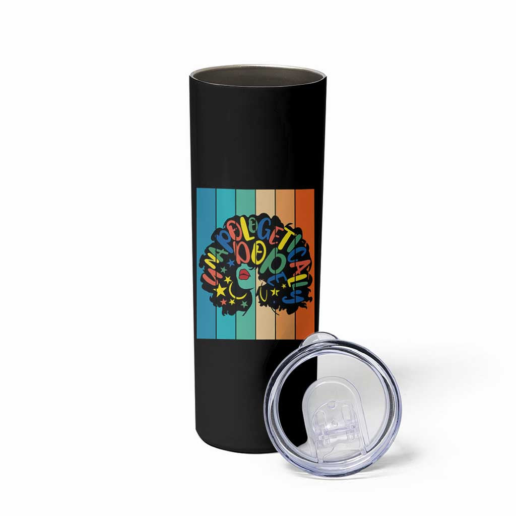 Black Girl Magic Pride Skinny Tumbler Unapologetically Dope Retro Sunset - Wonder Print Shop