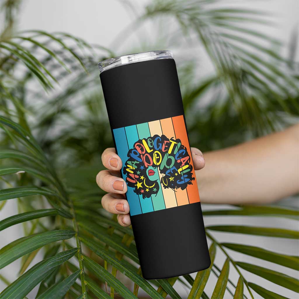 Black Girl Magic Pride Skinny Tumbler Unapologetically Dope Retro Sunset - Wonder Print Shop