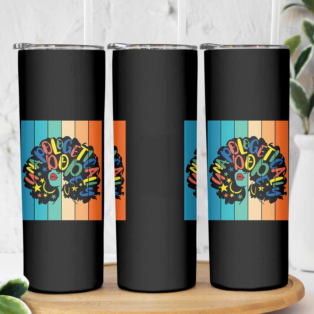 Black Girl Magic Pride Skinny Tumbler Unapologetically Dope Retro Sunset - Wonder Print Shop