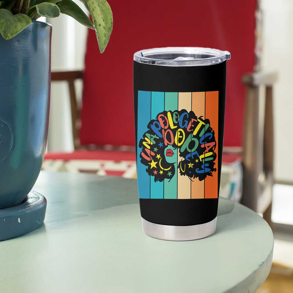 Black Girl Magic Pride Tumbler Cup Unapologetically Dope Retro Sunset - Wonder Print Shop