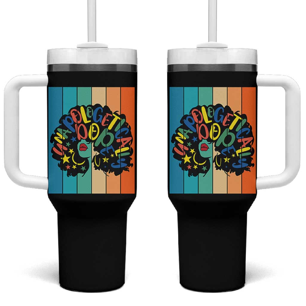 Black Girl Magic Pride Tumbler With Handle Unapologetically Dope Retro Sunset - Wonder Print Shop