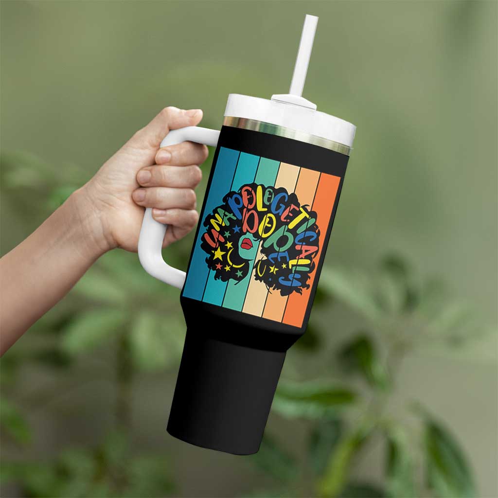 Black Girl Magic Pride Tumbler With Handle Unapologetically Dope Retro Sunset - Wonder Print Shop