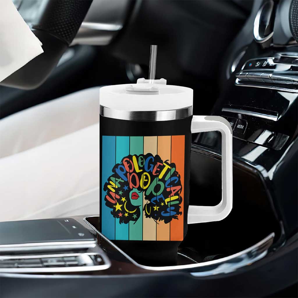 Black Girl Magic Pride Tumbler With Handle Unapologetically Dope Retro Sunset - Wonder Print Shop