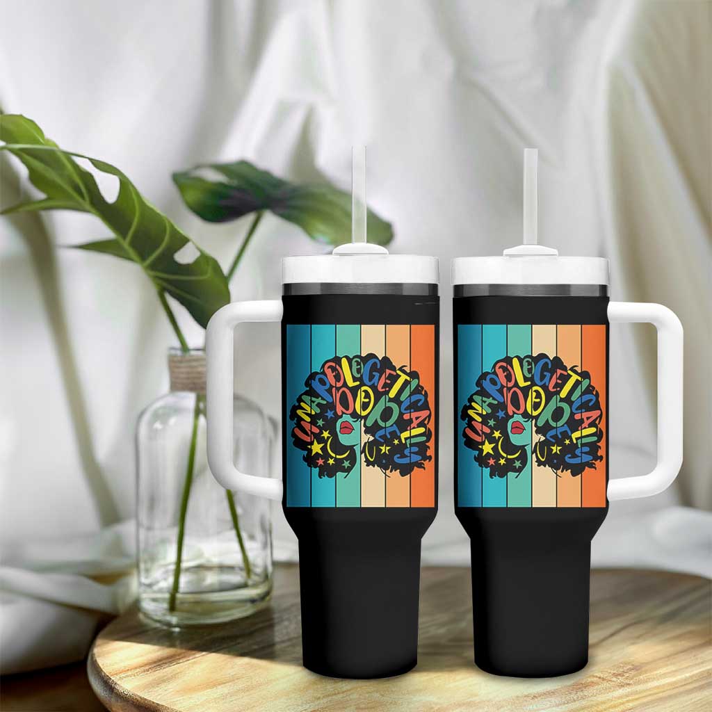 Black Girl Magic Pride Tumbler With Handle Unapologetically Dope Retro Sunset - Wonder Print Shop