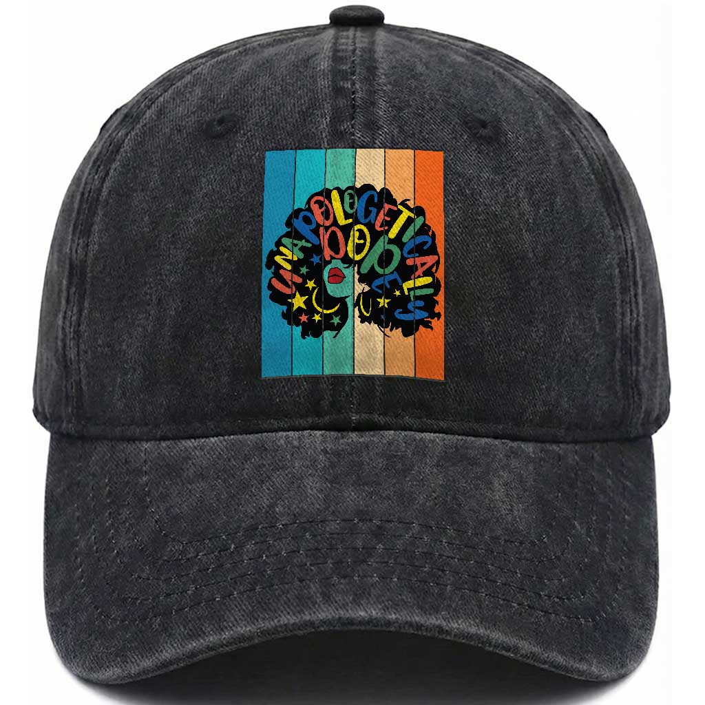 Black Girl Magic Pride Washed Cotton Baseball Cap Unapologetically Dope Retro Sunset