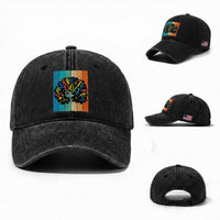 Black Girl Magic Pride Washed Cotton Baseball Cap Unapologetically Dope Retro Sunset