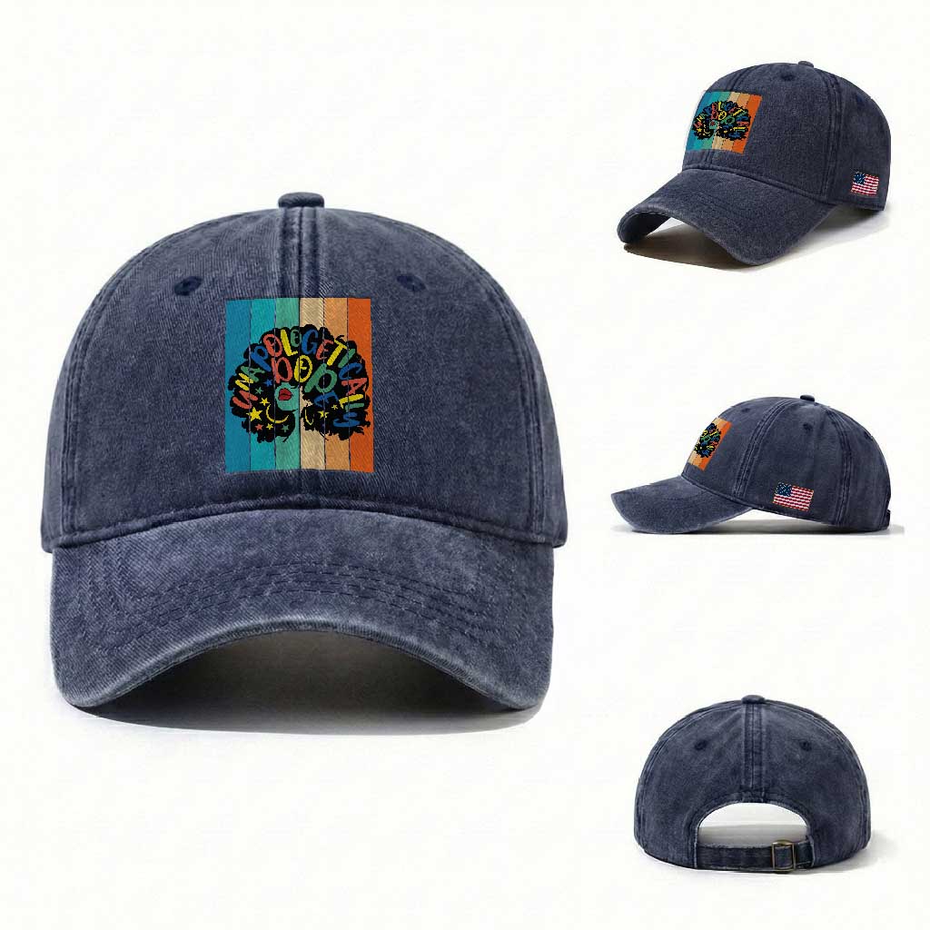 Black Girl Magic Pride Washed Cotton Baseball Cap Unapologetically Dope Retro Sunset