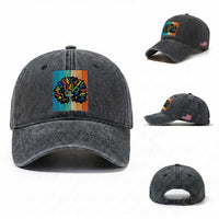 Black Girl Magic Pride Washed Cotton Baseball Cap Unapologetically Dope Retro Sunset