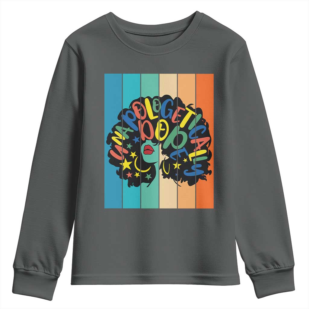 Black Girl Magic Pride Youth Sweatshirt Unapologetically Dope Retro Sunset - Wonder Print Shop