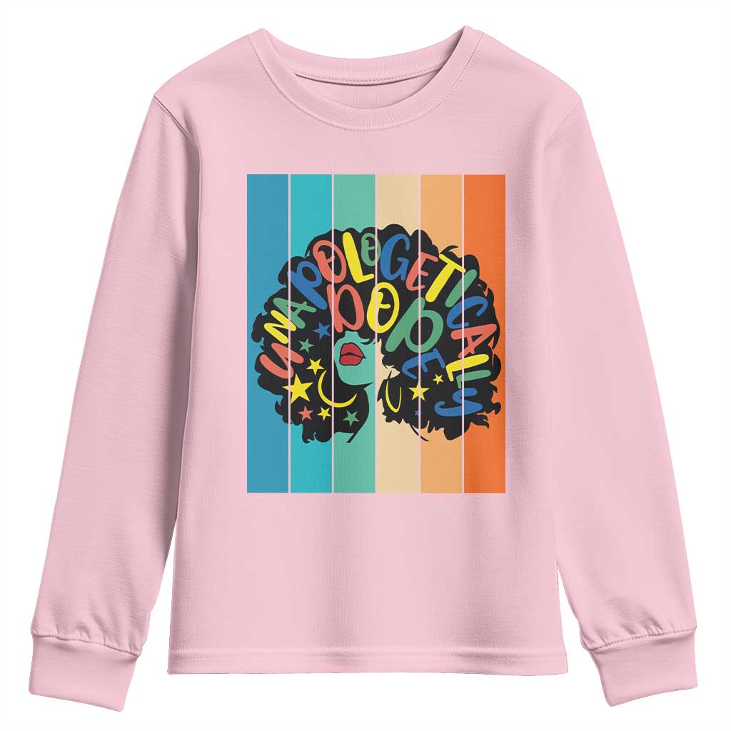 Black Girl Magic Pride Youth Sweatshirt Unapologetically Dope Retro Sunset - Wonder Print Shop