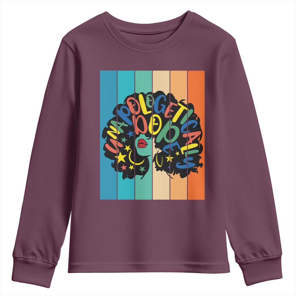 Black Girl Magic Pride Youth Sweatshirt Unapologetically Dope Retro Sunset - Wonder Print Shop