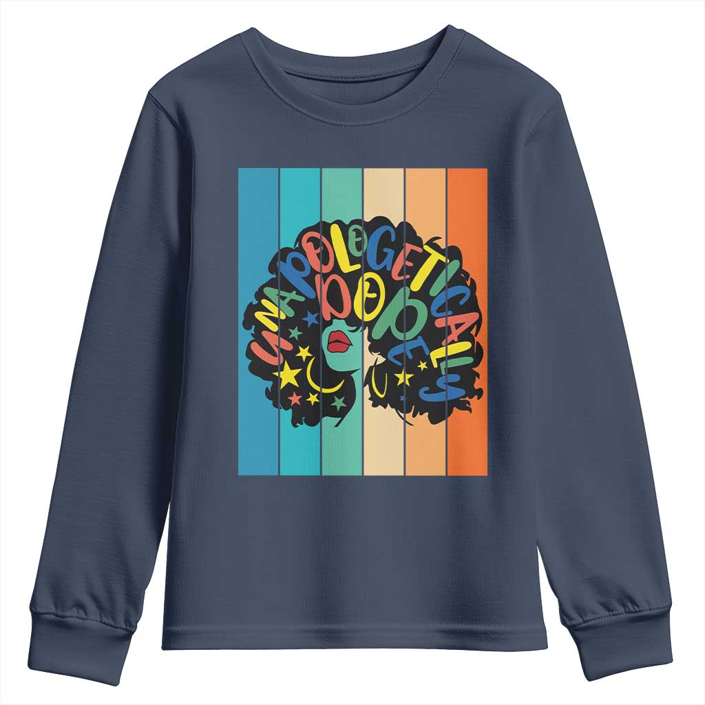 Black Girl Magic Pride Youth Sweatshirt Unapologetically Dope Retro Sunset - Wonder Print Shop
