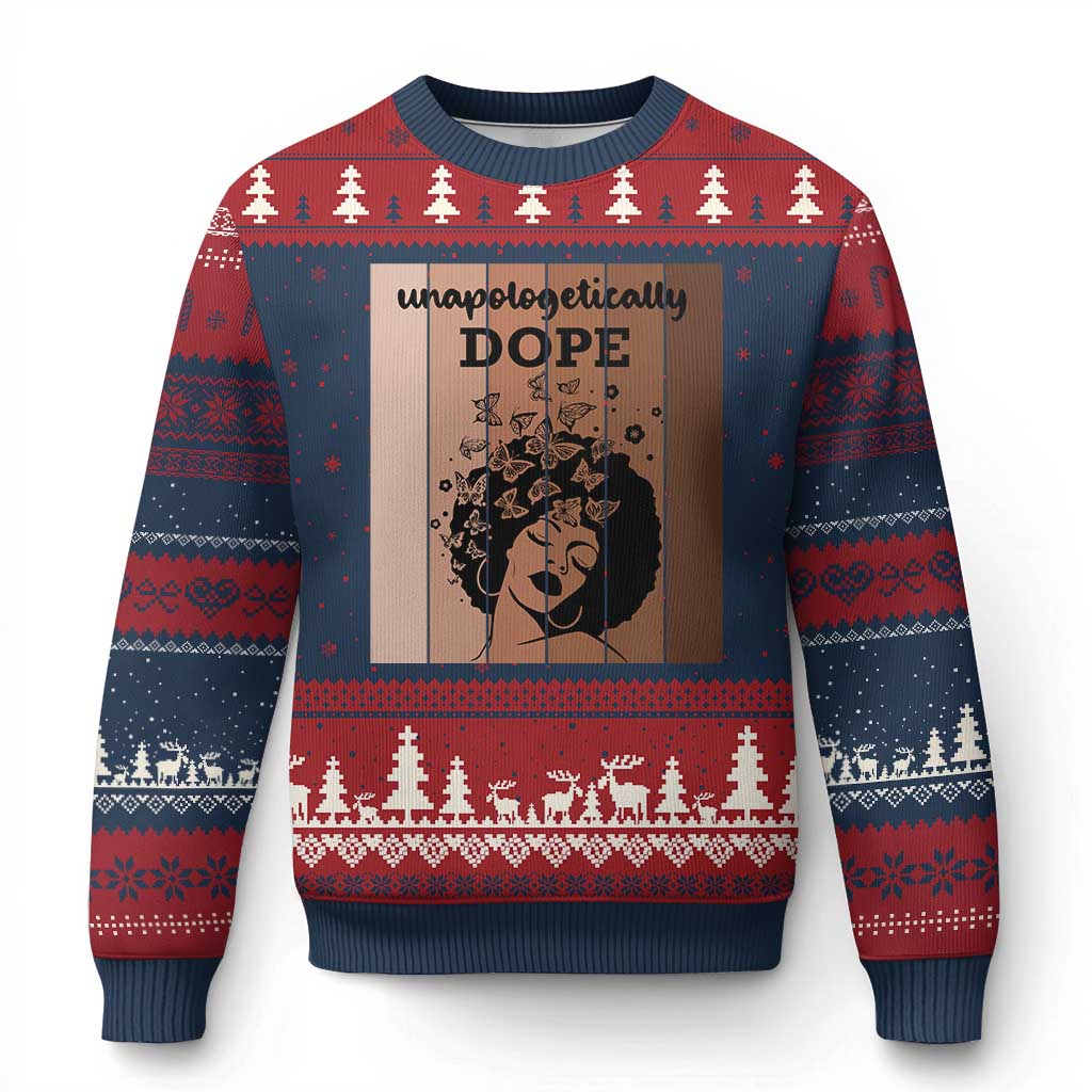 Inspirational Black Women Gift Ugly Christmas Sweater Unapologetically Dope - Wonder Print Shop