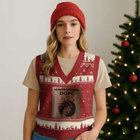 Inspirational Black Women Gift V-Neck Knit Sweater Vest Unapologetically Dope - Wonder Print Shop