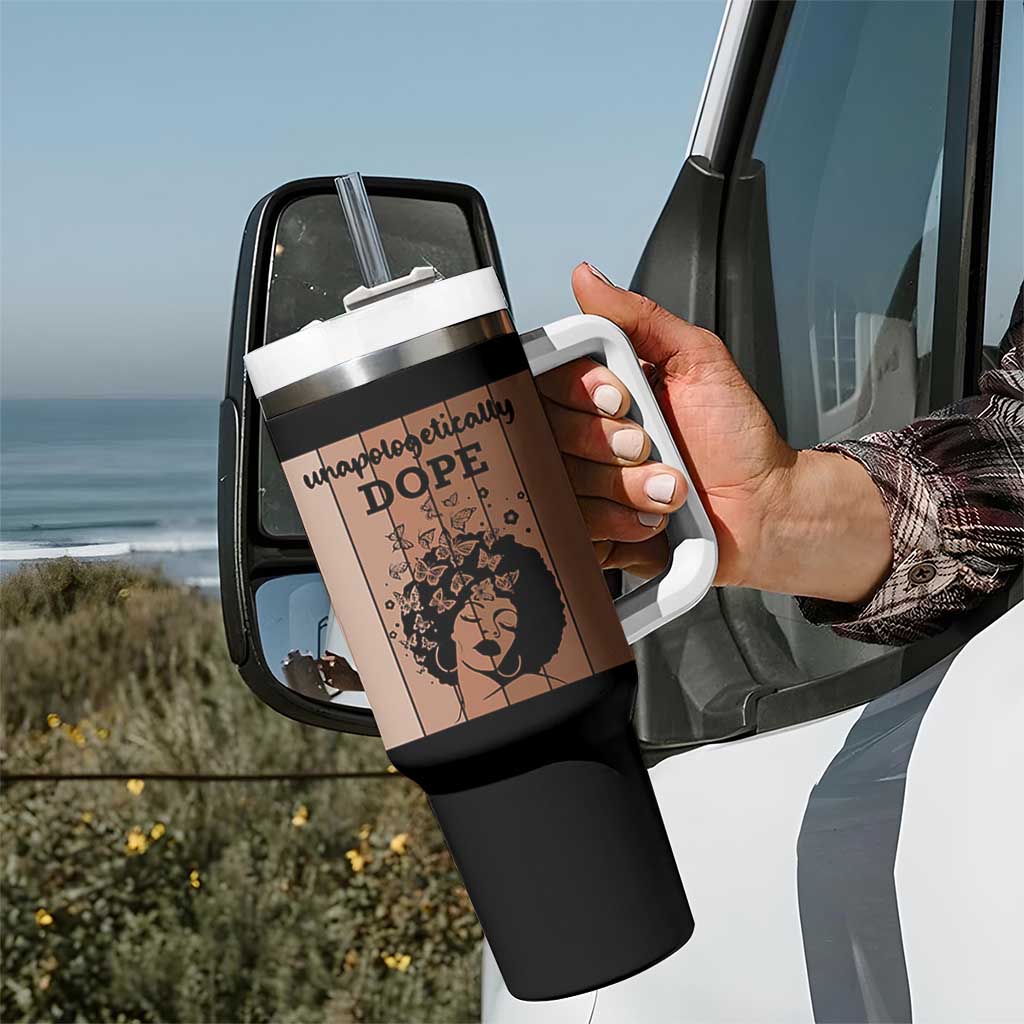 Inspirational Black Women Gift Tumbler With Handle Unapologetically Dope - Wonder Print Shop