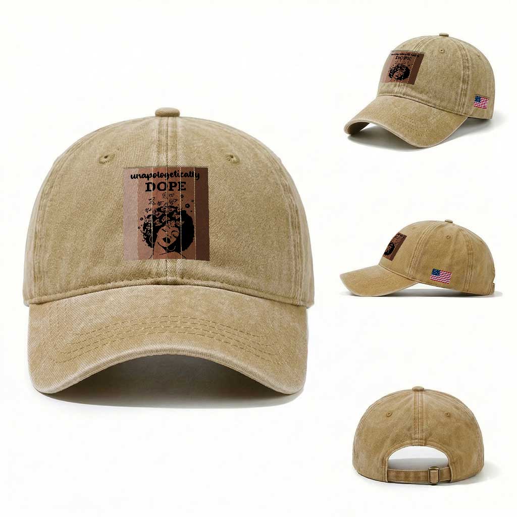 Inspirational Black Women Gift Washed Cotton Baseball Cap Unapologetically Dope