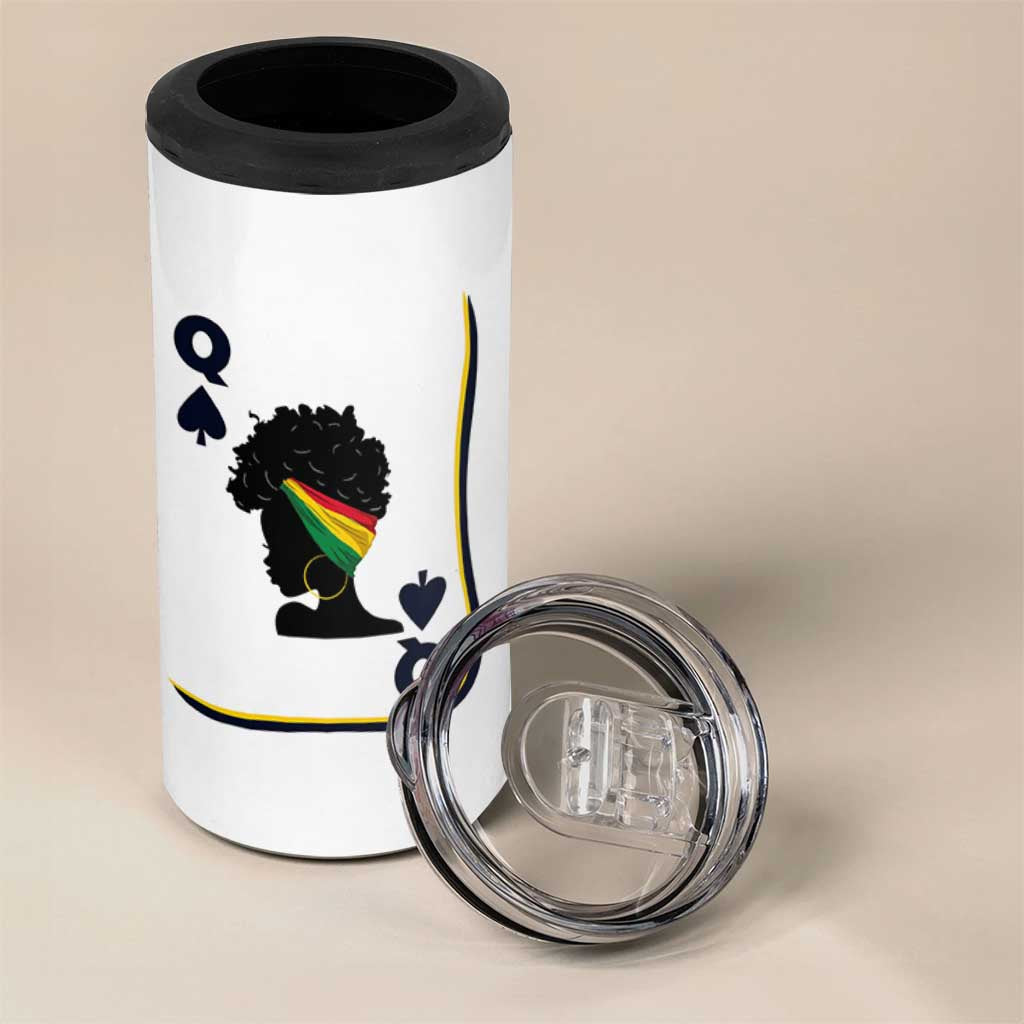 Black Woman Gift 4 in 1 Can Cooler Tumbler Melanin Queen Card - Wonder Print Shop