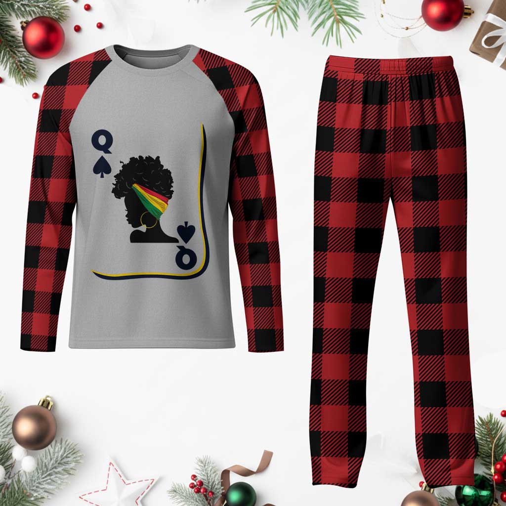 Black Woman Gift Plaid Pajama Set Melanin Queen Card - Wonder Print Shop