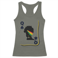 Black Woman Gift Racerback Tank Top Melanin Queen Card - Wonder Print Shop