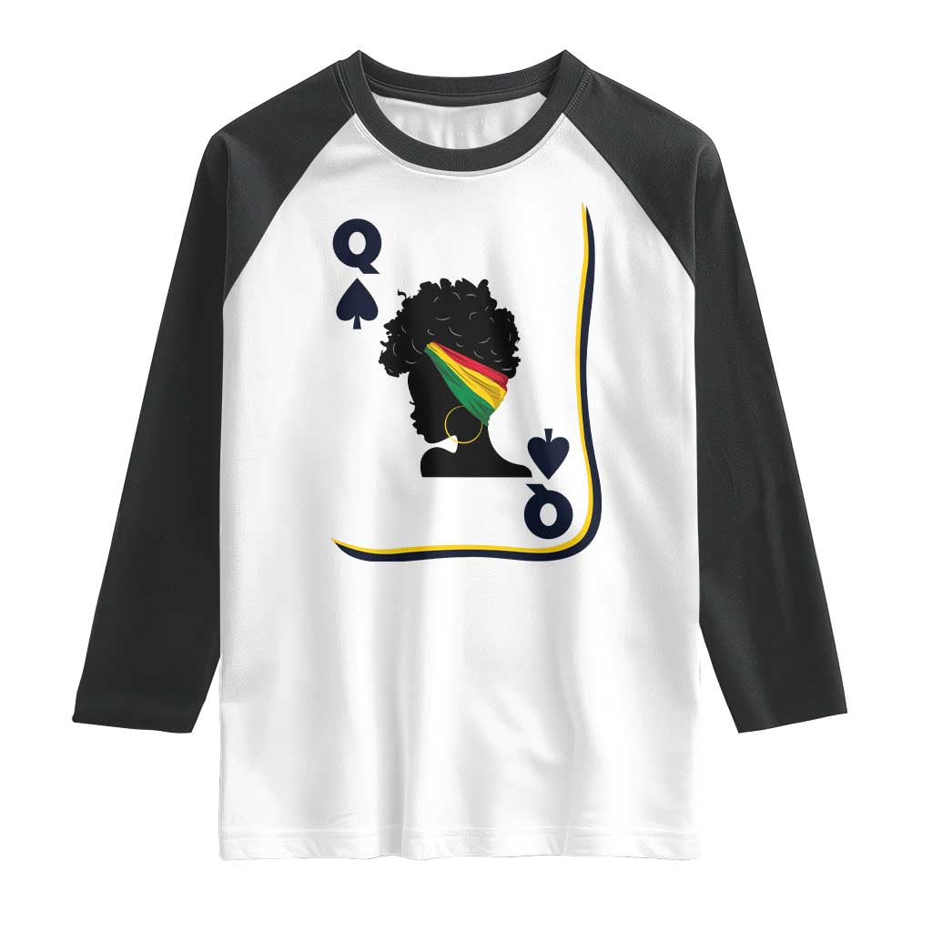 Black Woman Gift Raglan Shirt Melanin Queen Card - Wonder Print Shop