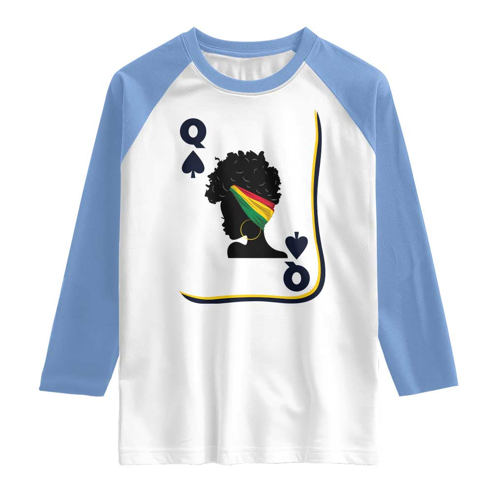 Black Woman Gift Raglan Shirt Melanin Queen Card - Wonder Print Shop