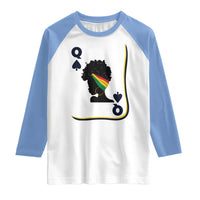 Black Woman Gift Raglan Shirt Melanin Queen Card - Wonder Print Shop