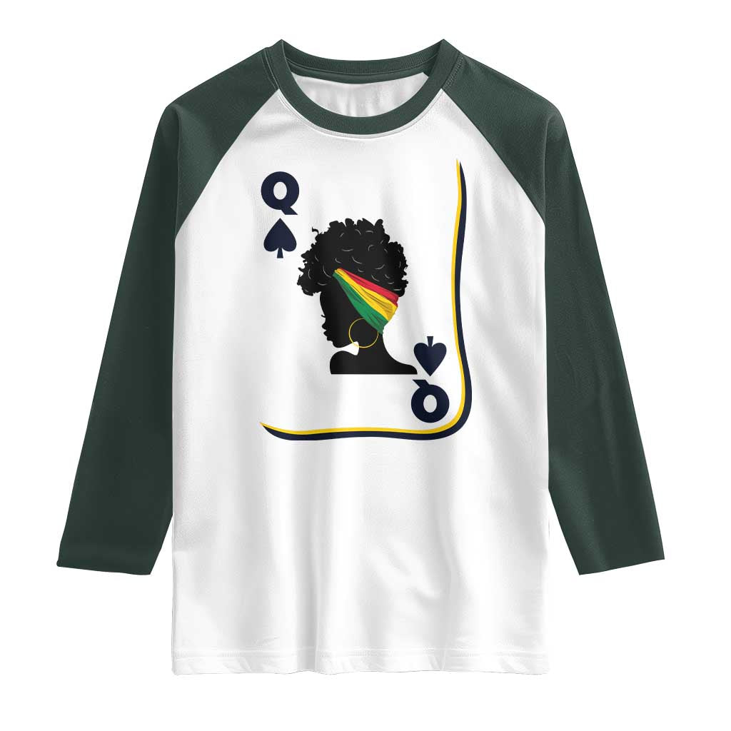 Black Woman Gift Raglan Shirt Melanin Queen Card - Wonder Print Shop