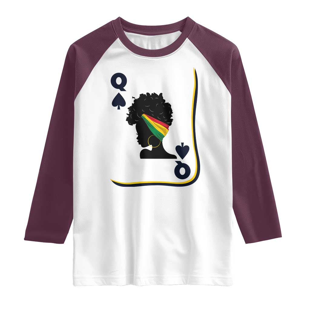 Black Woman Gift Raglan Shirt Melanin Queen Card - Wonder Print Shop