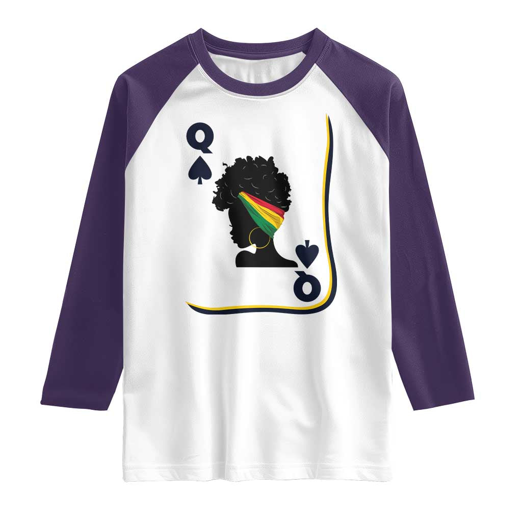 Black Woman Gift Raglan Shirt Melanin Queen Card - Wonder Print Shop