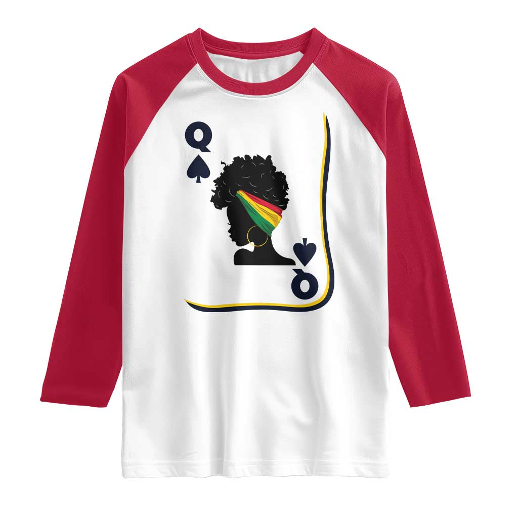 Black Woman Gift Raglan Shirt Melanin Queen Card - Wonder Print Shop