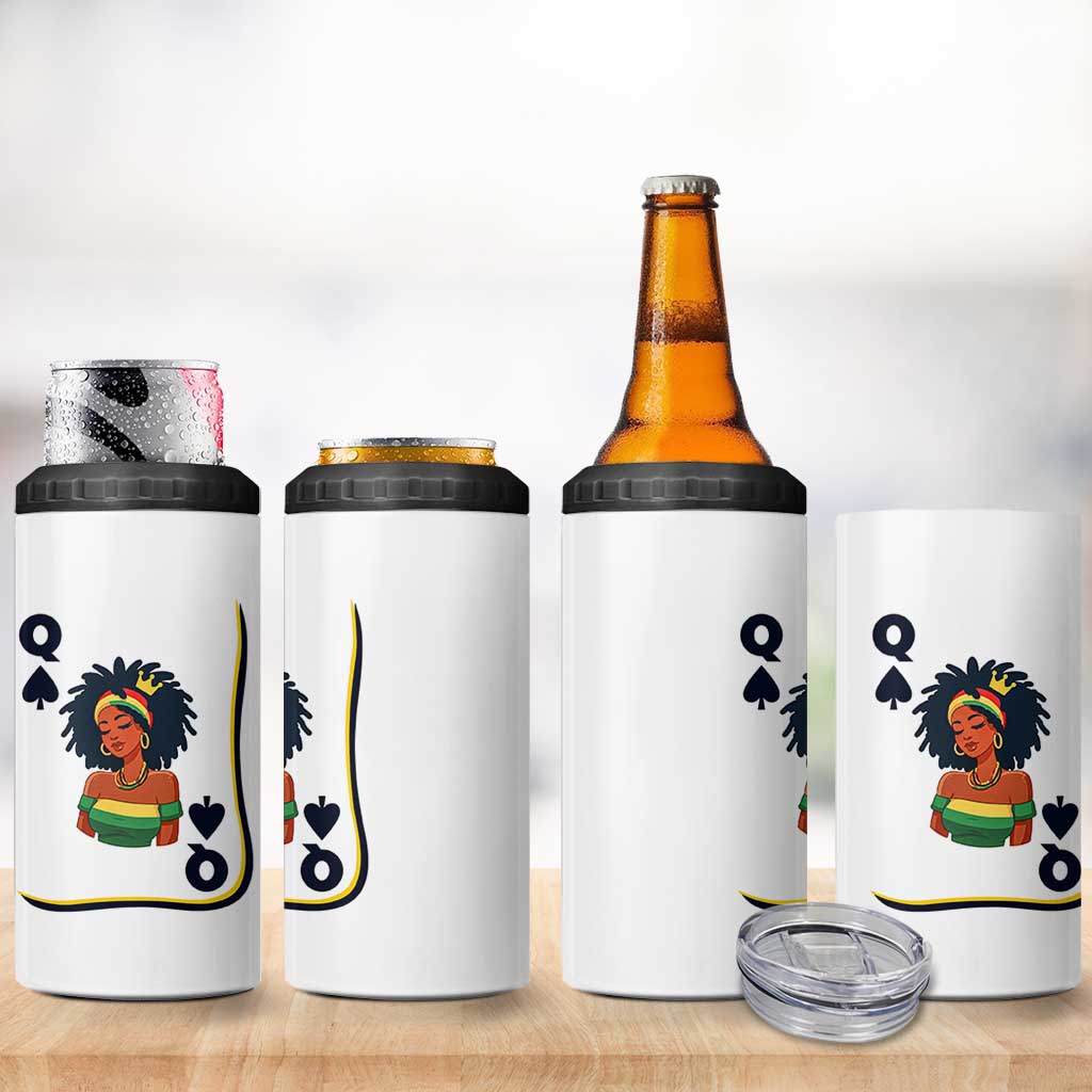 Queen Of Spades Black Girl 4 in 1 Can Cooler Tumbler African American Women Pride - Wonder Print Shop
